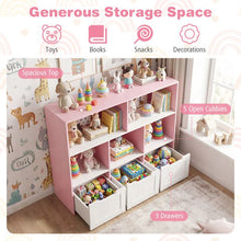 Load image into Gallery viewer, Wooden Toy Storage Organizer Kids Bookshelf with 5 Open Cubes and 3 Movable Drawers
