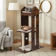 Load image into Gallery viewer, Wooden Cat Activity Center with Sisal Scratching Posts and Hanging Balls
