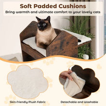 Load image into Gallery viewer, Wooden Cat Activity Center with Sisal Scratching Posts and Hanging Balls
