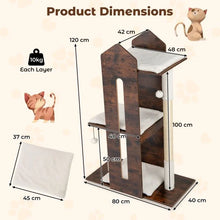 Load image into Gallery viewer, Wooden Cat Activity Center with Sisal Scratching Posts and Hanging Balls
