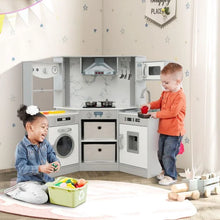Load image into Gallery viewer, Wooden Kids Play Kitchen Corner with Lights and Water Circulation System
