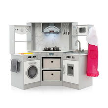 Load image into Gallery viewer, Wooden Kids Play Kitchen Corner with Lights and Water Circulation System
