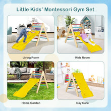 Load image into Gallery viewer, Wooden Triangle Climbing Ladder Set with 2-in-1 Reversible Ramp
