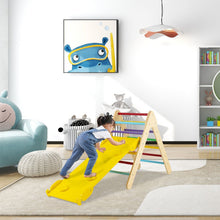 Load image into Gallery viewer, Wooden Triangle Climbing Ladder Set with 2-in-1 Reversible Ramp
