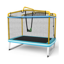Load image into Gallery viewer, 190CM 3-in-1 Kids Rectangle Trampoline with Enclosure Net and Horizontal Bar
