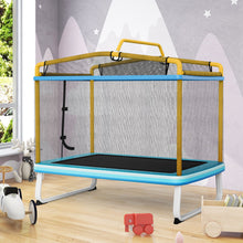 Load image into Gallery viewer, 190CM 3-in-1 Kids Rectangle Trampoline with Enclosure Net and Horizontal Bar
