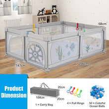 Load image into Gallery viewer, 206 x 147 cm Baby Playpen with 50 Ocean Balls for Babies and Toddlers
