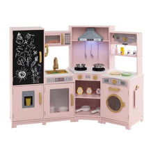 Load image into Gallery viewer, Corner Wooden Play Kitchen with Lights Sounds Toy Kitchen Playset
