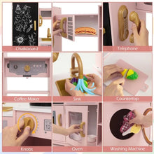 Load image into Gallery viewer, Corner Wooden Play Kitchen with Lights Sounds Toy Kitchen Playset
