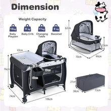 Load image into Gallery viewer, Foldable Pack and Play Portable Baby Playard with Rocking Bassinet and Diaper Changing Table
