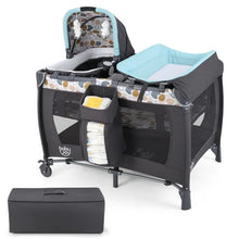 Load image into Gallery viewer, Foldable Pack and Play Portable Baby Playard with Rocking Bassinet and Diaper Changing Table
