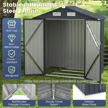 Load image into Gallery viewer, Galvanized Metal Tool House with 4 Vents and Lockable Doors
