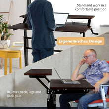 Load image into Gallery viewer, 2-Tier Standing Desk with Adjustable Height and Crank Handle
