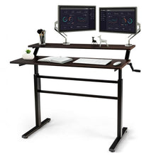 Load image into Gallery viewer, 2-Tier Standing Desk with Adjustable Height and Crank Handle
