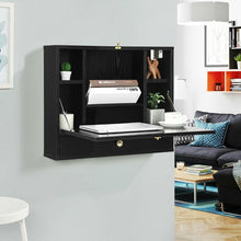 Load image into Gallery viewer, Wall Mounted Wooden Cabinet with Drop Down Desk
