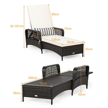 Load image into Gallery viewer, Rattan Sun Lounger with Removable Cushion and Pillow for Outdoor
