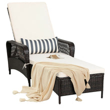 Load image into Gallery viewer, Rattan Sun Lounger with Removable Cushion and Pillow for Outdoor
