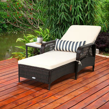 Load image into Gallery viewer, Rattan Sun Lounger with Removable Cushion and Pillow for Outdoor
