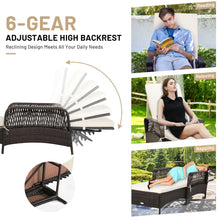 Load image into Gallery viewer, Rattan Sun Lounger with Removable Cushion and Pillow for Outdoor
