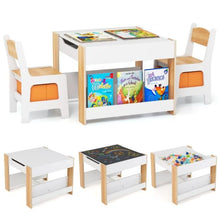 Load image into Gallery viewer, 4 in 1 Wooden Children Activity Desk with 2 Chairs
