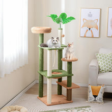 Load image into Gallery viewer, Plant Cat Tree, 152cm Green Aesthetic Cat Tower with Sisal Scratching Posts, Artificial Leaves, Perch, Hammock
