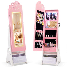 Load image into Gallery viewer, Kids Jewelry Cabinet with Sensor Lights and Full-Length Mirror
