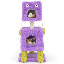 Load image into Gallery viewer, Cat Tree, 111cm Monster-Themed Cat Tower with 2 Cat Condos, Sisal Scratching Post and Hanging Sound-Making Toys
