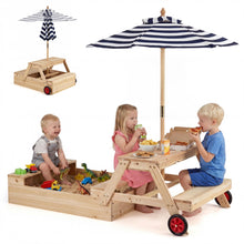 Load image into Gallery viewer, Kids Picnic Table with Sandbox, Wooden Children Garden Table and Bench Set
