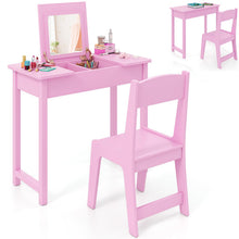 Load image into Gallery viewer, 2 in 1 Children Makeup Desk with Flip Top Mirror
