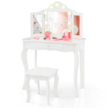 Load image into Gallery viewer, Kids Vanity Table and Stool Set, 2-in-1 Children Dressing Table
