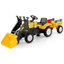 Load image into Gallery viewer, Kids Ride on Excavator, Pedal Go Kart with Manual Control Bucket, Detachable Cargo Trailer, Shovel, Rake

