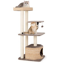 Load image into Gallery viewer, Cat Tree, Modern Cat Tower with Sisal Scratching Posts, Perch, Dangling Ball, Hand-Made Wicker Cat Condo
