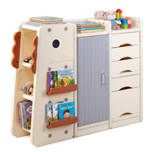 Load image into Gallery viewer, Kids Toy Storage Organizer, Wooden Dinosaur Toy Chest with 5 Removable Bins
