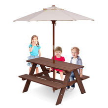 Load image into Gallery viewer, Wooden Children Garden Table and Bench Set with Removable Umbrella
