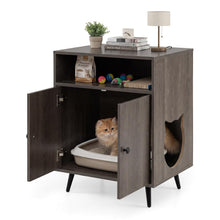 Load image into Gallery viewer, Cat Litter Box Enclosure, Wooden Hidden Kitty Washroom with Shelves
