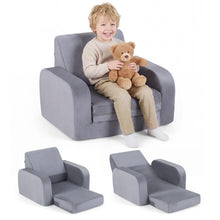 Load image into Gallery viewer, Children's Armchair, 3 in 1 Convertible Fold Out Kids Sofa Bed with Velvet Fabric
