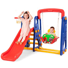 Load image into Gallery viewer, Toddler Swing and Slide Set, 4-in-1 Children Climber and Swing Set with Basketball Hoop
