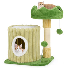 Load image into Gallery viewer, Small Cat Tree, Green Cat Tower with Private Cat Condo
