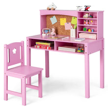 Load image into Gallery viewer, Wooden Kids Desk and Chair Set with Hutch for Studying and Reading
