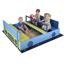Load image into Gallery viewer, Kids Sandbox, 118 x 100cm Wooden Sand Pit with Bench Seats, Folding Lid, Sandpit Liner
