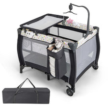Load image into Gallery viewer, 3 in 1 Portable Travel Cot, Folding Baby Bassinet and Activity Playpen with Changing Table
