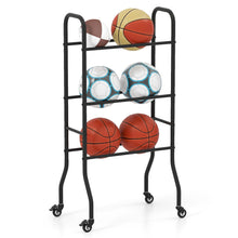 Load image into Gallery viewer, 3-Tier Basketball Rack with 4 Universal Wheels and Metal Frame
