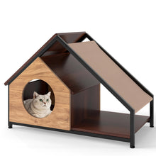 Load image into Gallery viewer, Wooden Cat House for Indoor Cats Kitty Condo Furniture with Porch
