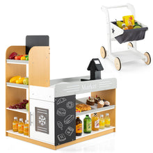 Load image into Gallery viewer, Pretend Play Grocery Store Set with Shopping Cart and 2 Chalkboards

