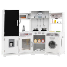 Load image into Gallery viewer, Corner Wooden Play Kitchen with Lights Sounds Toy Kitchen Playset
