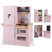 Load image into Gallery viewer, Dual-Sided Toddler Pretend Laundry Toy Kitchen Playset with Real Lights &amp; Sounds
