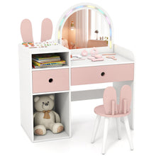 Load image into Gallery viewer, Kids Dressing Table, Girls Vanity Set with Lighted Mirror
