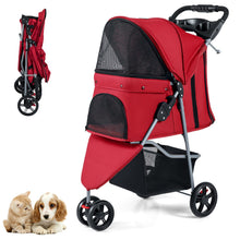 Load image into Gallery viewer, Pet Stroller with Adjustable Canopy and 3 Shock-absorbing Wheels
