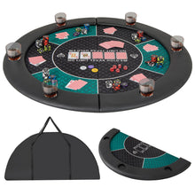 Load image into Gallery viewer, 1.2M/48 Inches Foldable Poker Table Top, 8-Player Round Texas Hold¡¯em Poker Table Mat Layout
