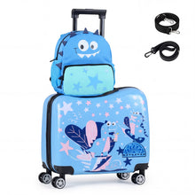 Load image into Gallery viewer, 2 Pieces Kid Luggage Set with Spinner Wheels and Lanyard for Carry Strap
